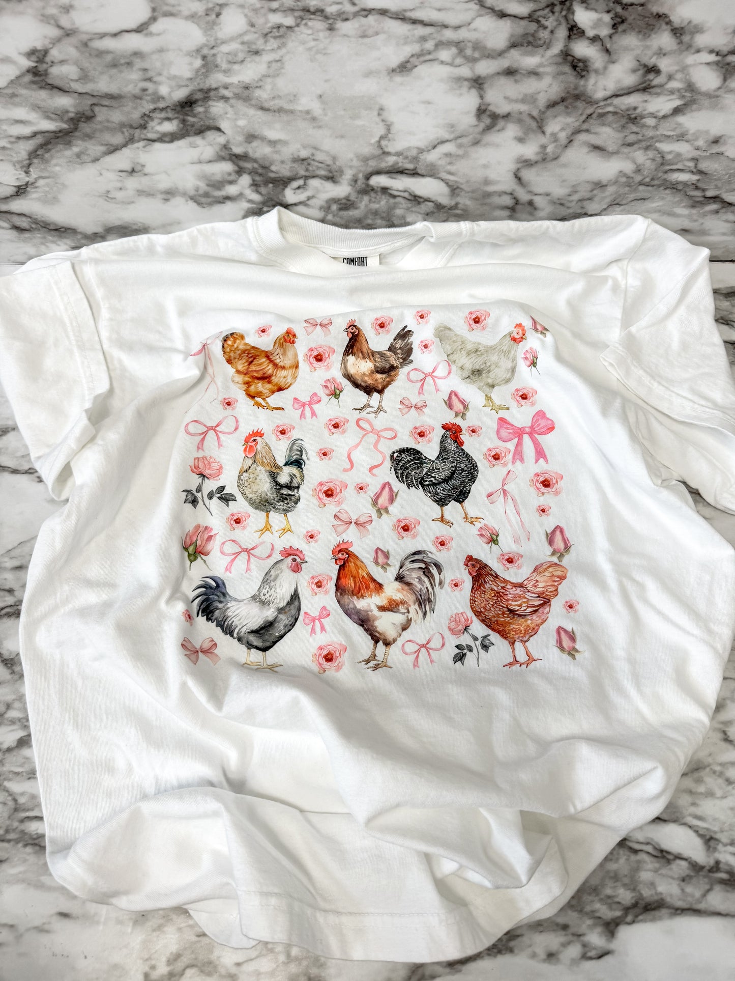 Chickens & Bows Comfort Colors T-Shirt