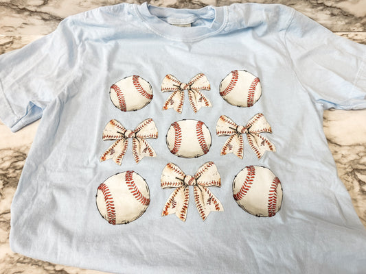 Baseball Bows Comfort Colors T-Shirt